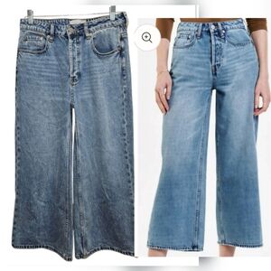 Dear John Wide Leg Denim Blue Jeans Womens Size 27 Petite Or Ankle Crop 29x25